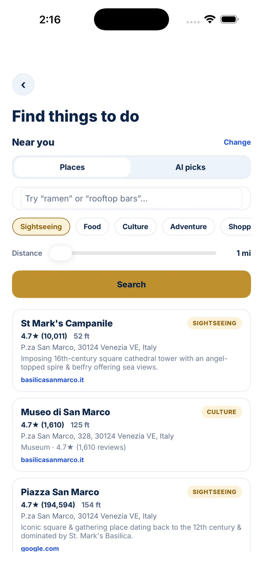 AI-curated ideas nearby preview