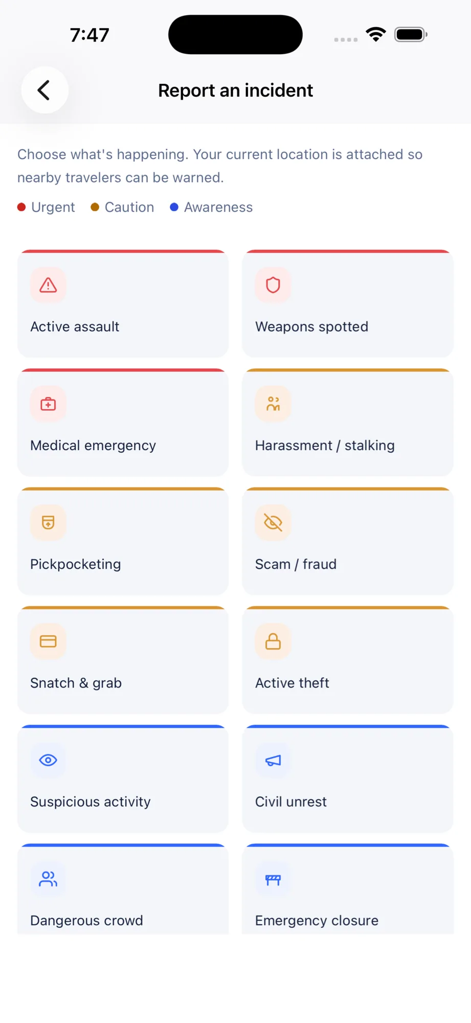 Incident reports and nearby alerts