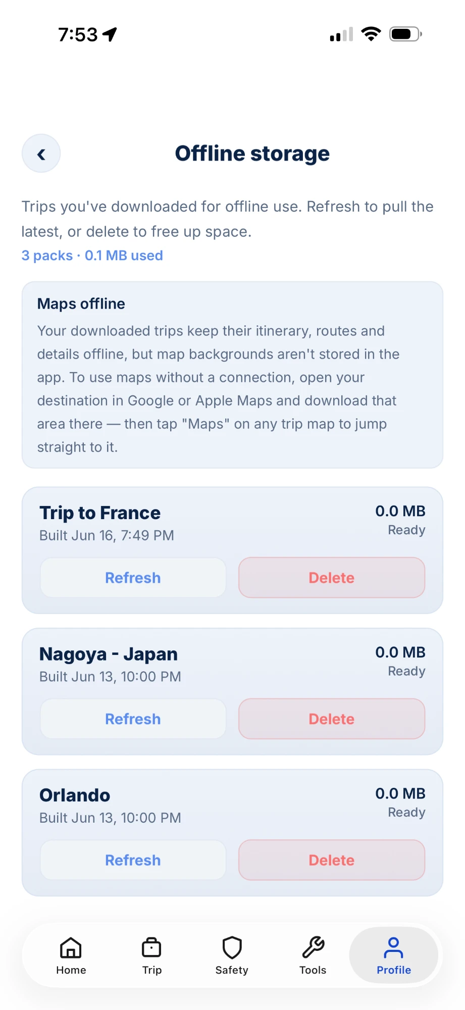 Offline Trip Pack preview
