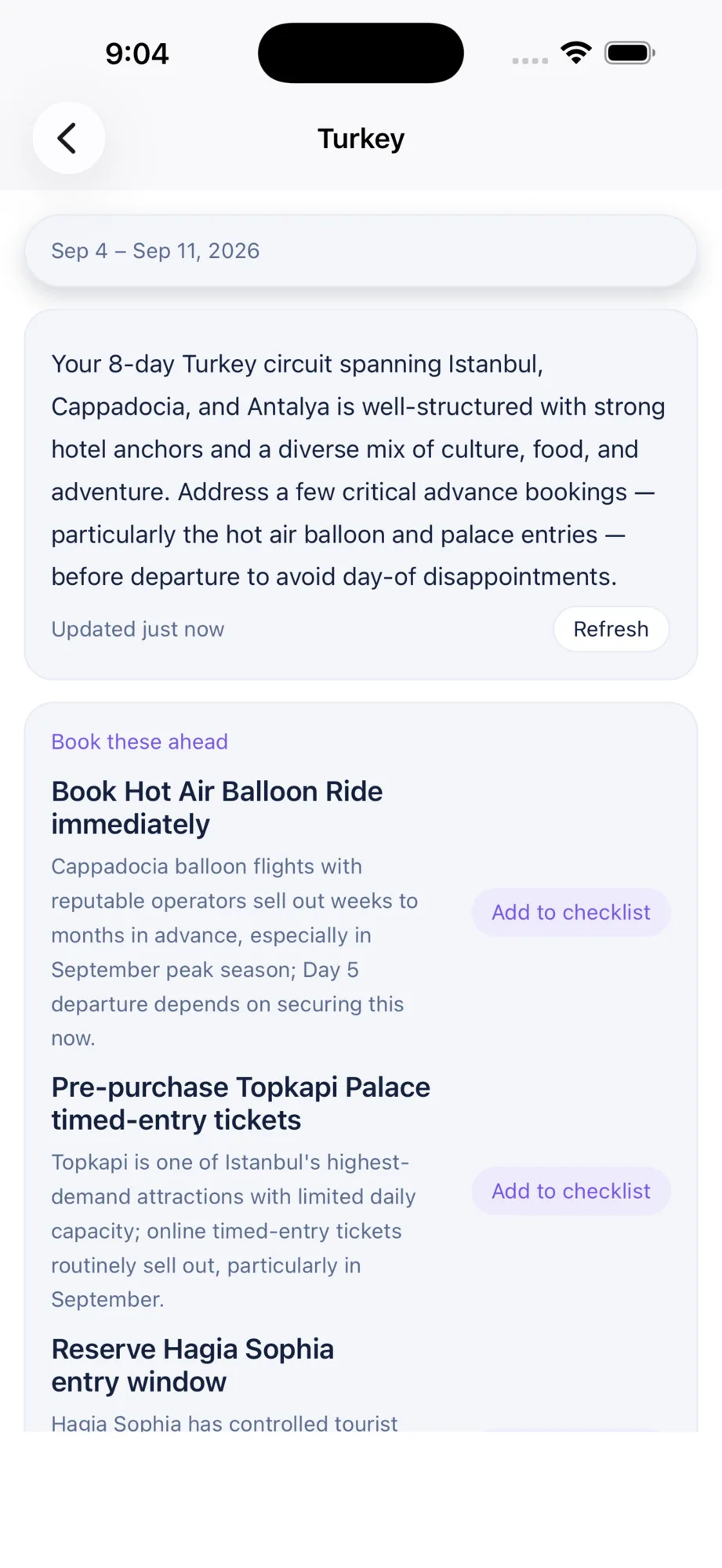 Trip briefing — what to know before you go