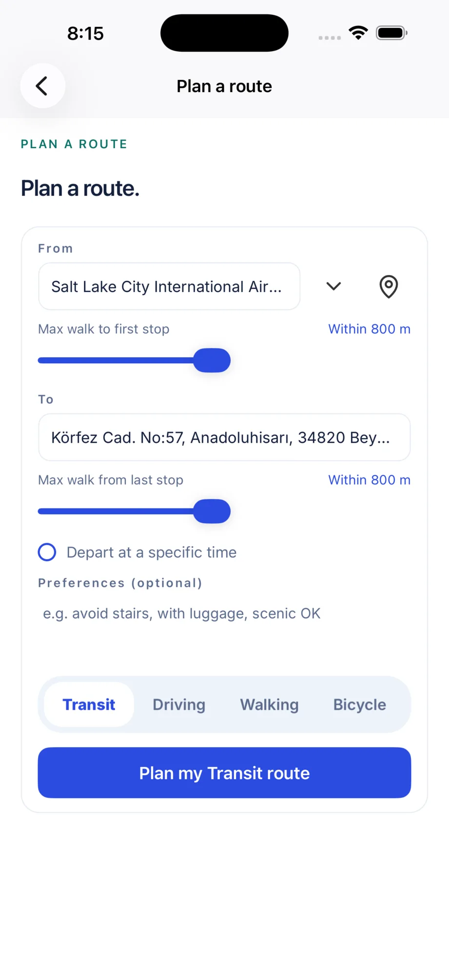Door-to-door transit directions