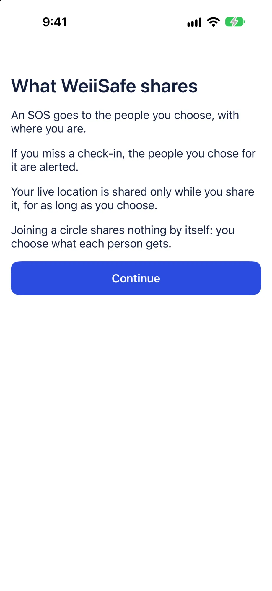 What WeiiSafe shares, on first run