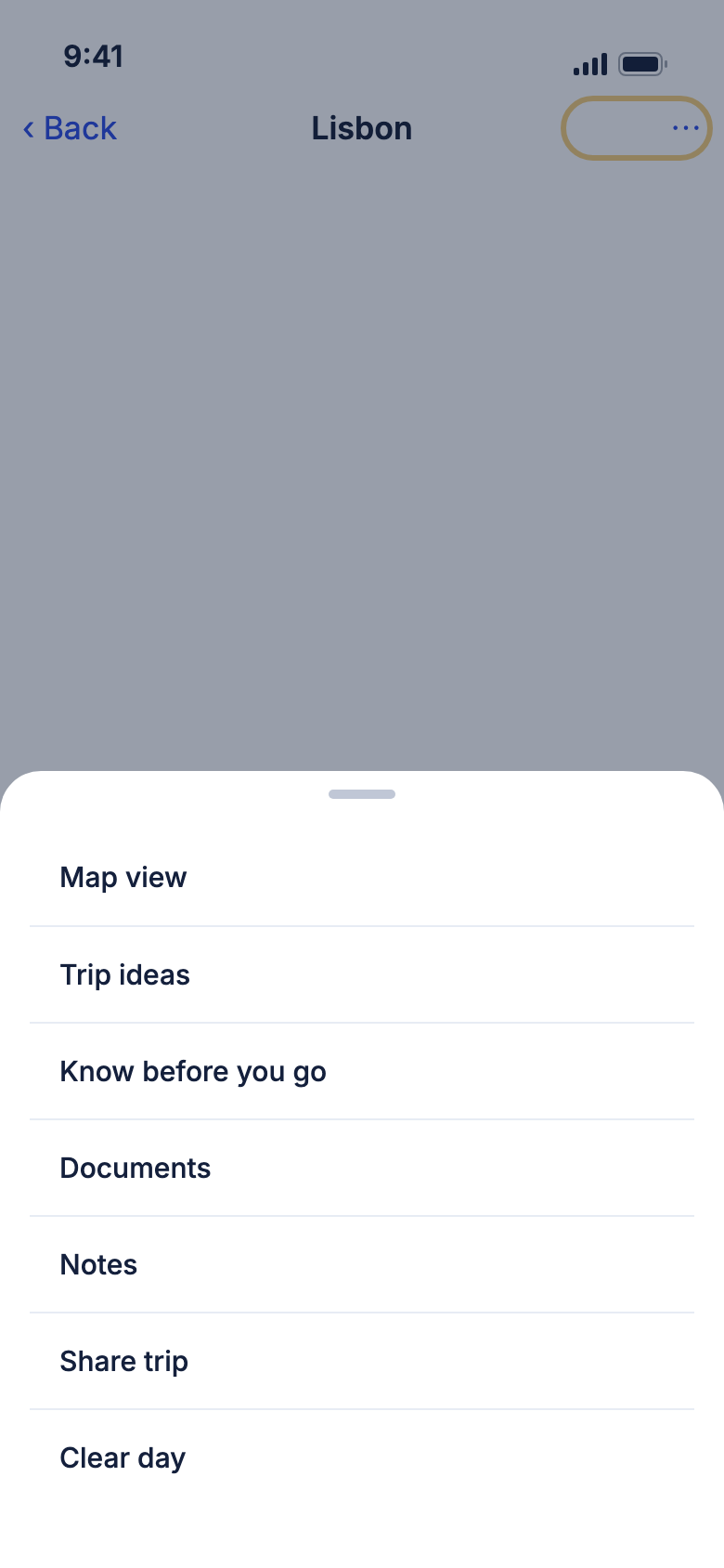 The trip menu