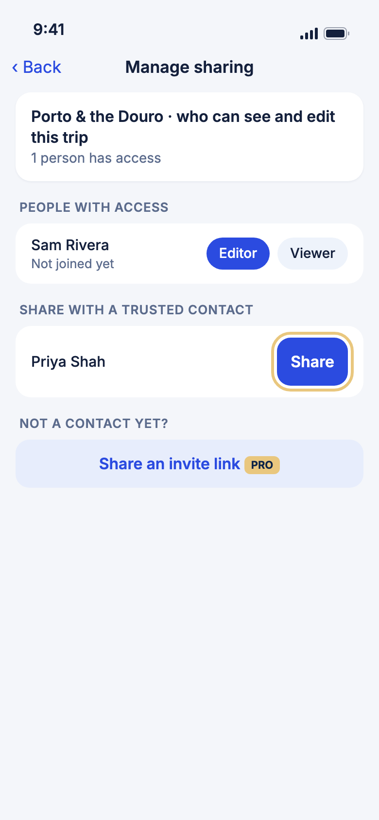 Manage sharing with Share marked
