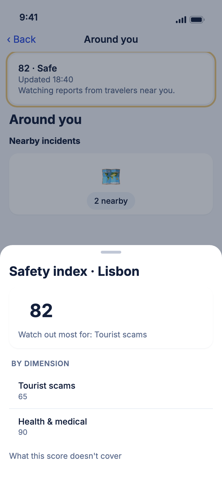 The safety index sheet over Around you