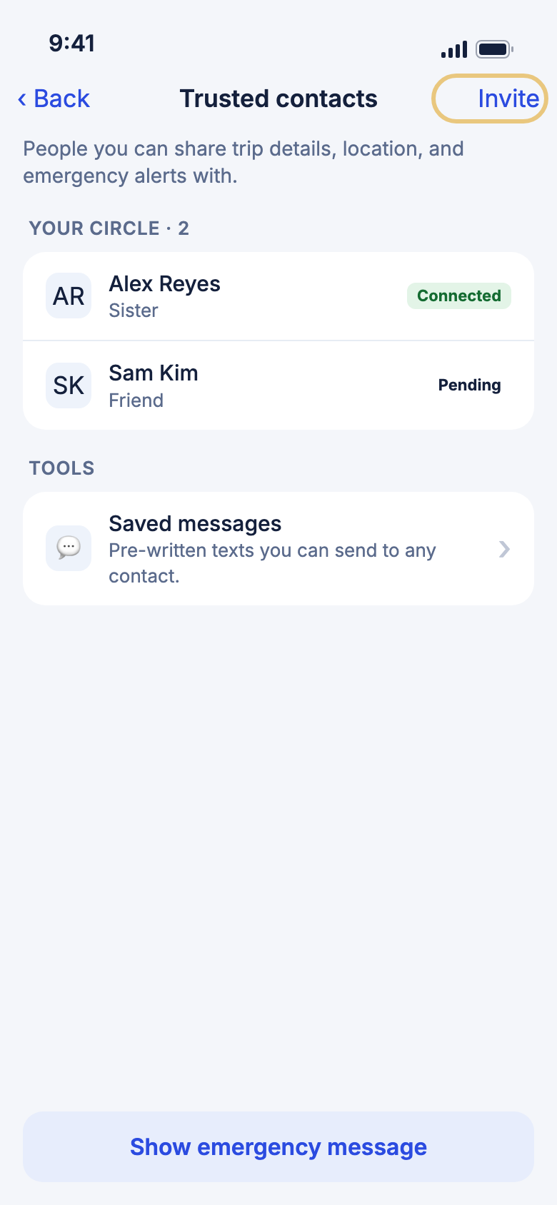 Your circle of trusted contacts