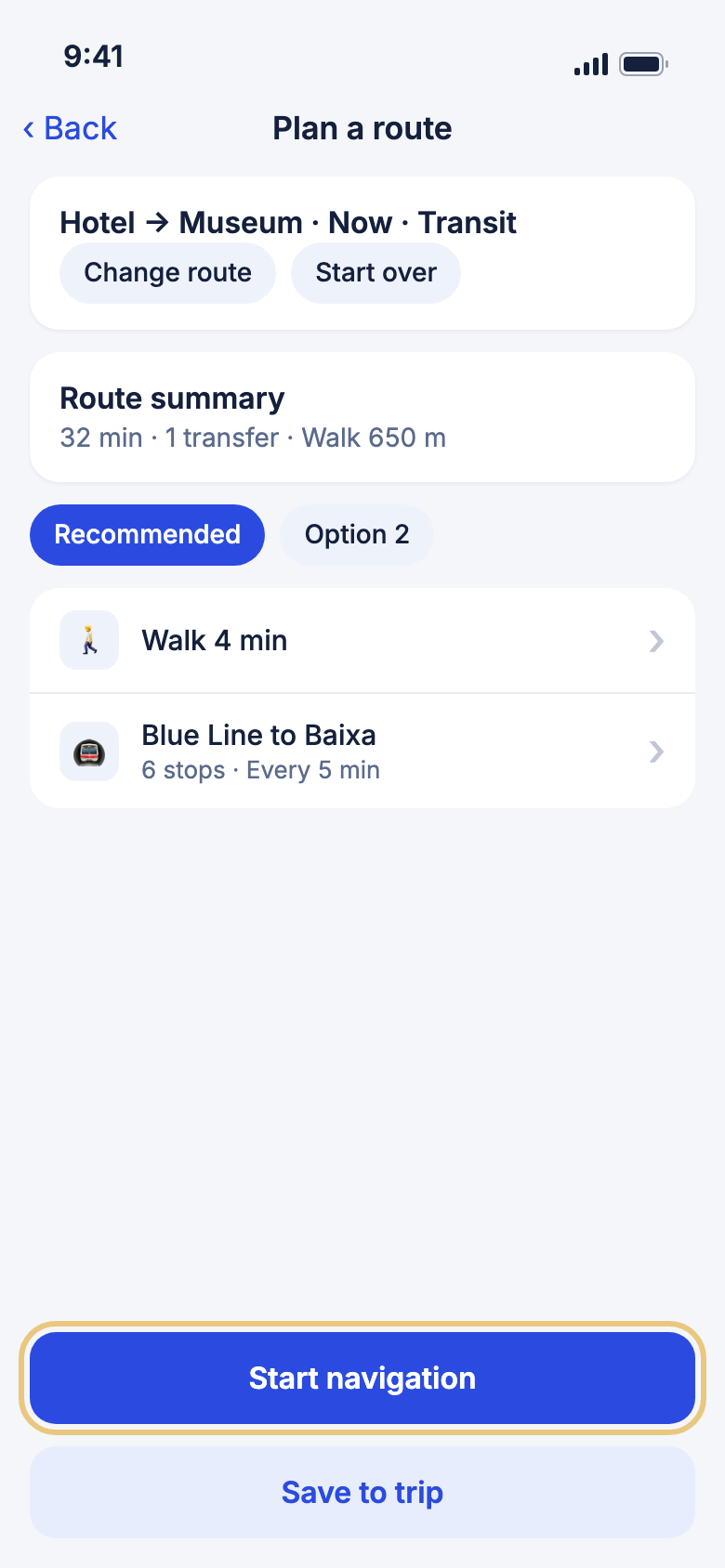 A planned public transport route